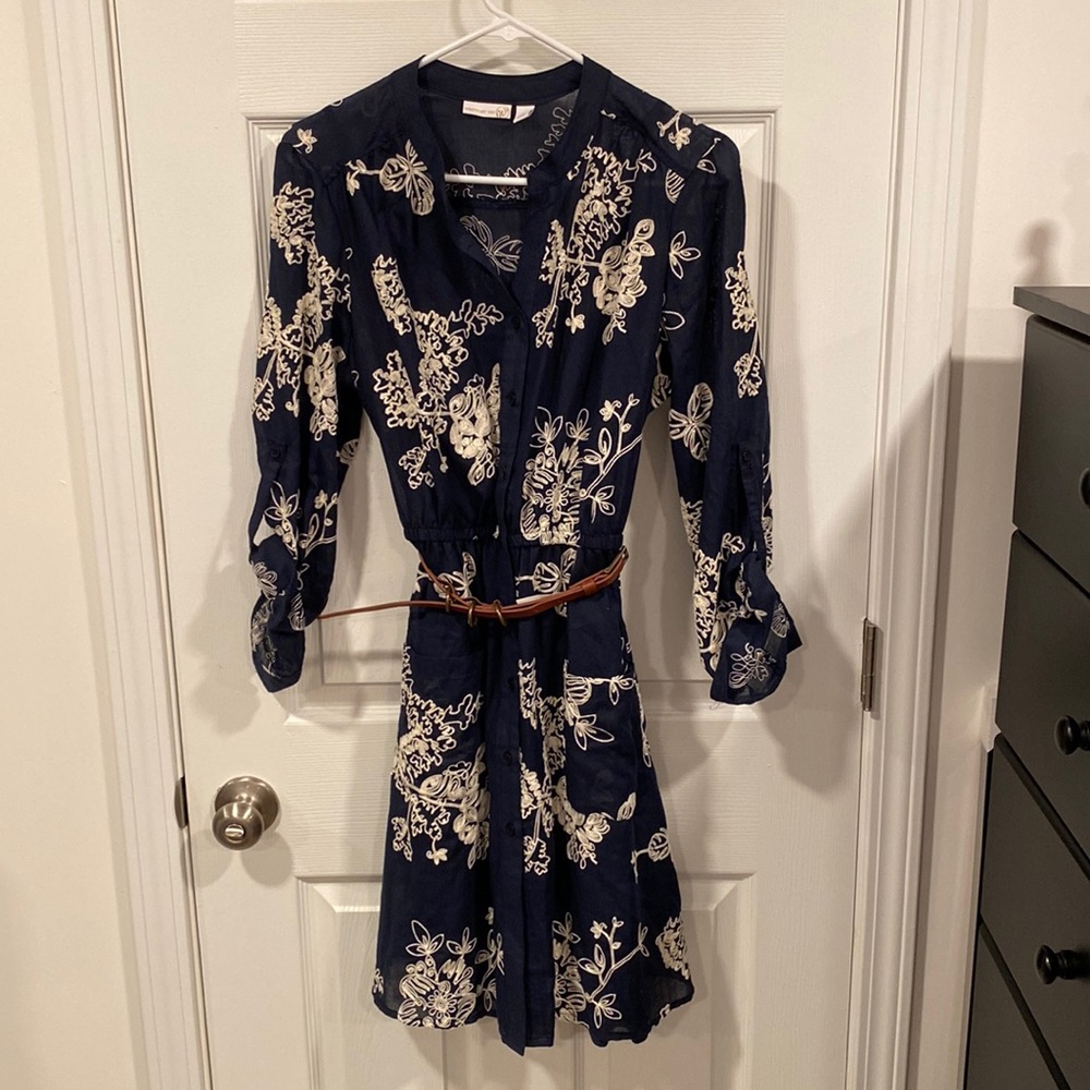 Blue and Ivory print dress